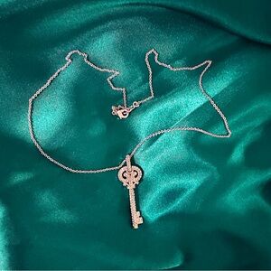 Nadri Sterling Silver with Cubic Zirconia Key Pendant Necklace